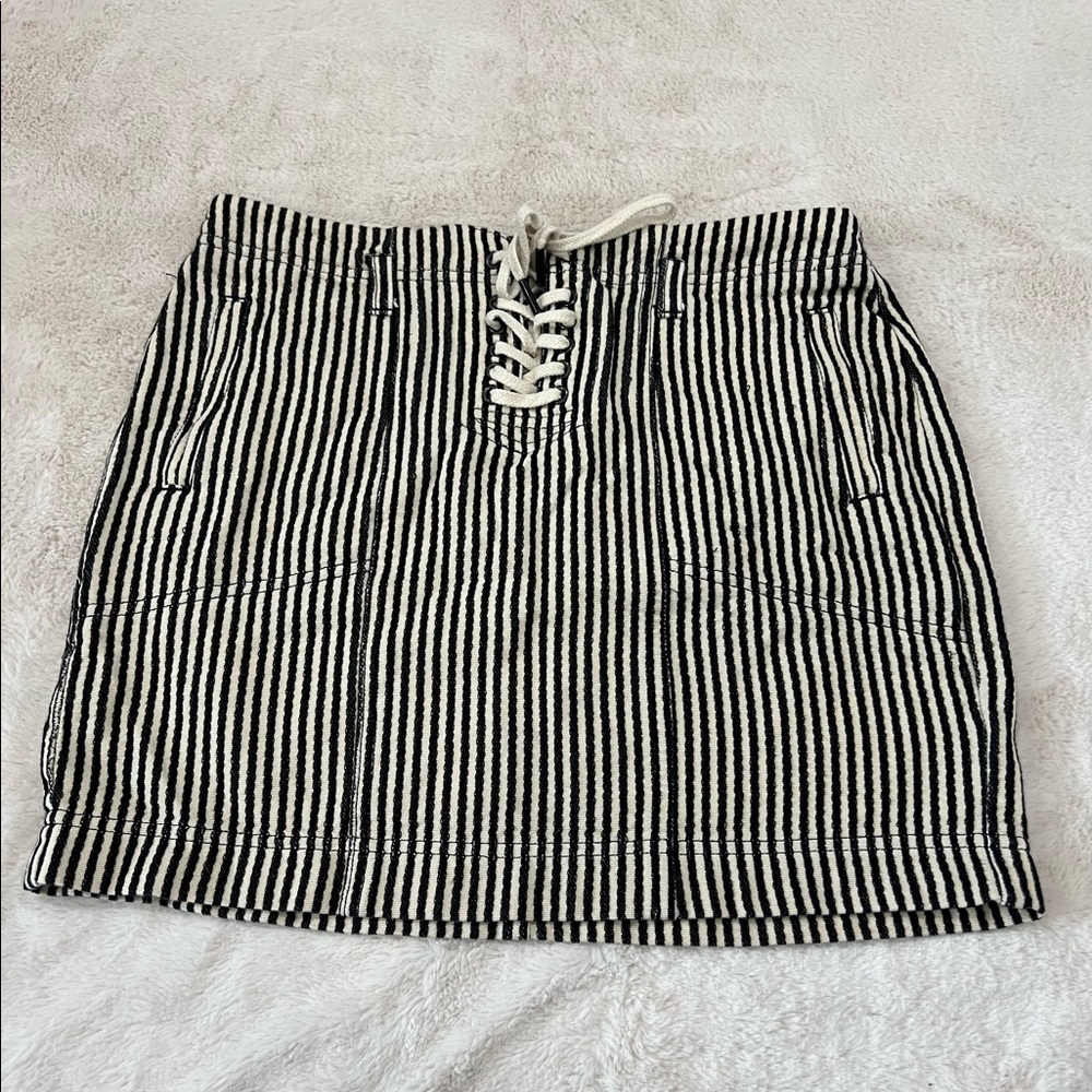 Madewell Striped Laceup Skirt - Size 2